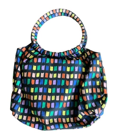 Colorful Small Hobo Tote Beach Bag 100% Cotton Canvas 155C - Picture 1 of 6
